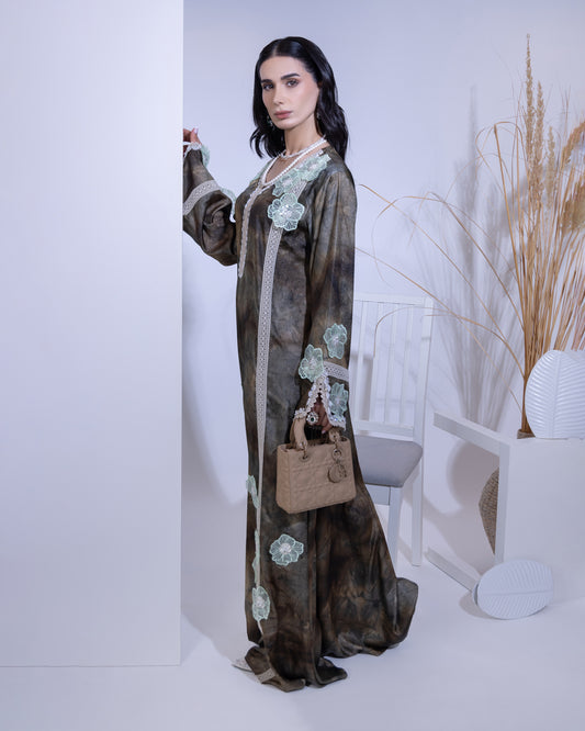 Emerald Bloom Tie-Dye Hareer Jilabiya
