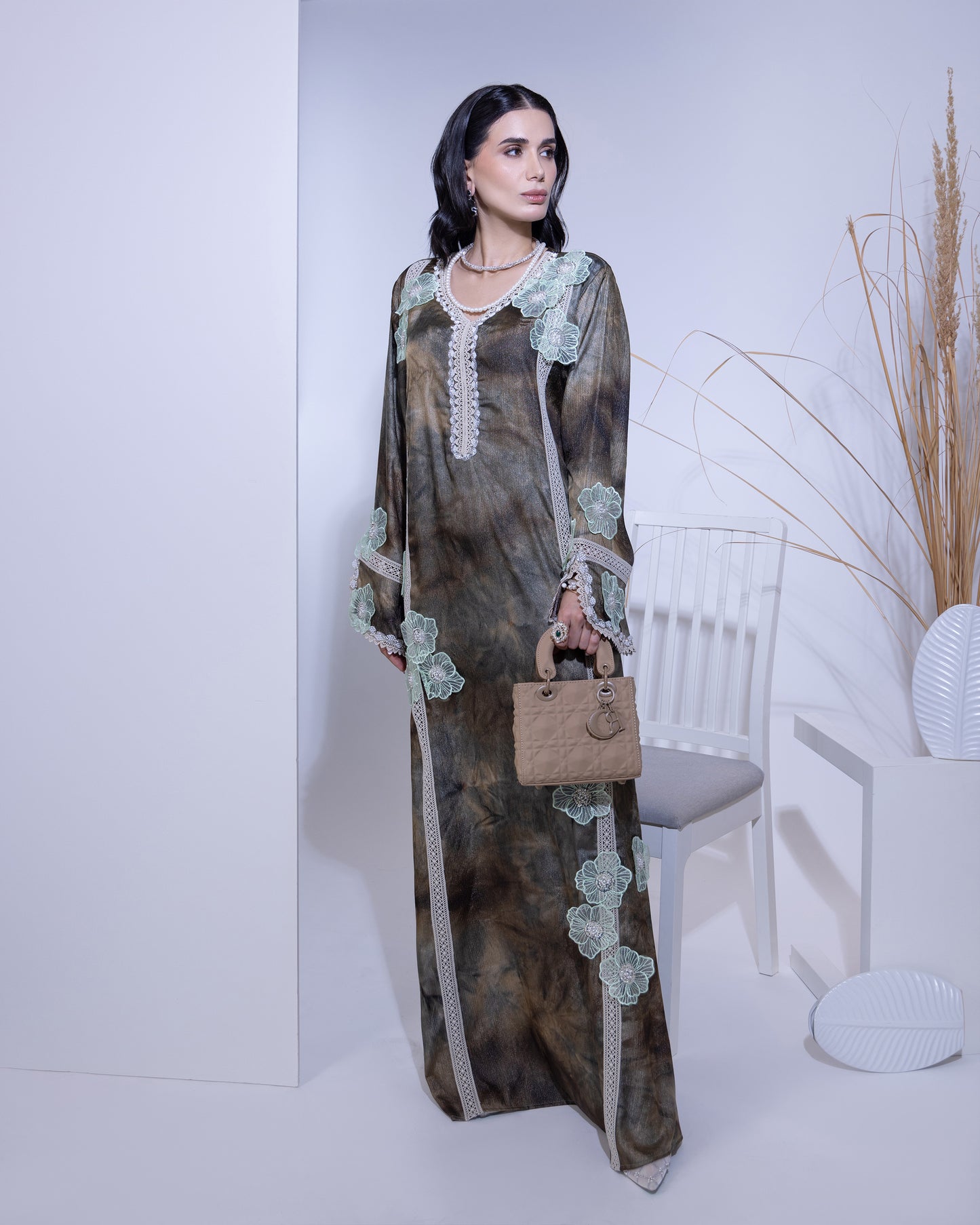 Emerald Bloom Tie-Dye Hareer Jilabiya