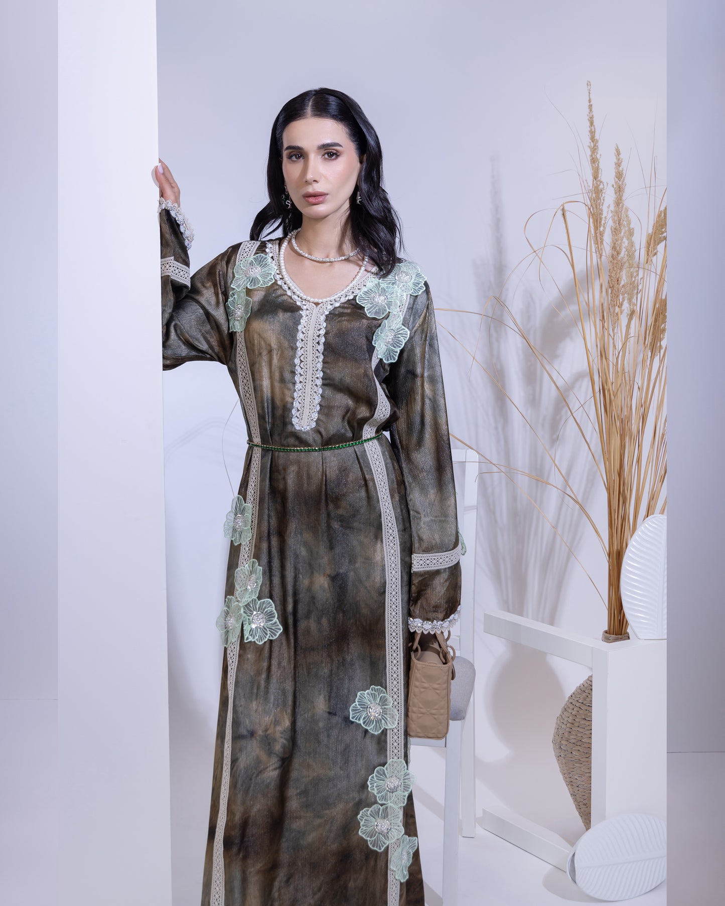 Emerald Bloom Tie-Dye Hareer Jilabiya