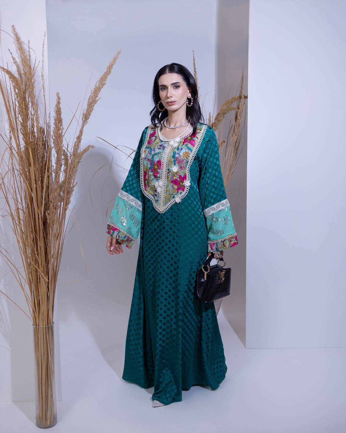 Emerald Charm Jacquard Jilabiya