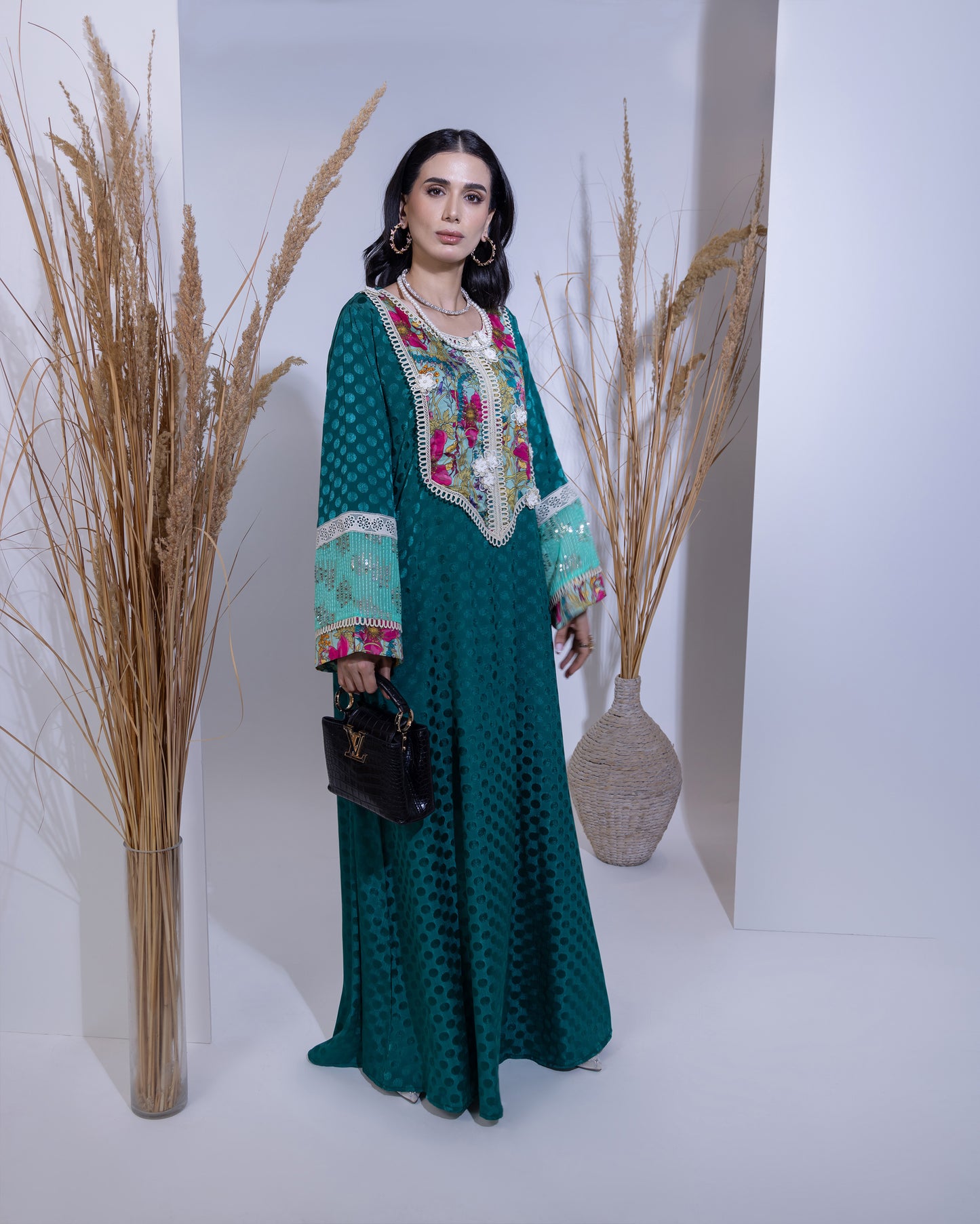 Emerald Charm Jacquard Jilabiya